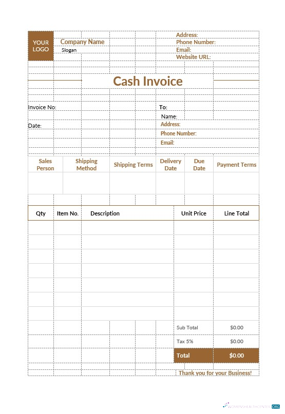 Download Cash Invoice Template Photoshop template
